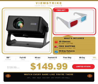 Mini Projector | Full HD · 150" Wall Screen